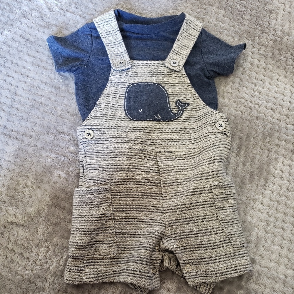 Whale navy blue cotton overalls